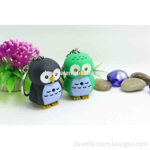 LED Owl Sound Keychain plastic flashlight keyring with animal voice led torch toy keychain